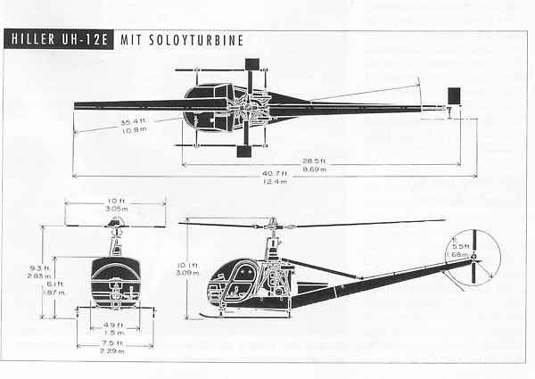 3-Seiten-Ansicht Hiller UH-12E
